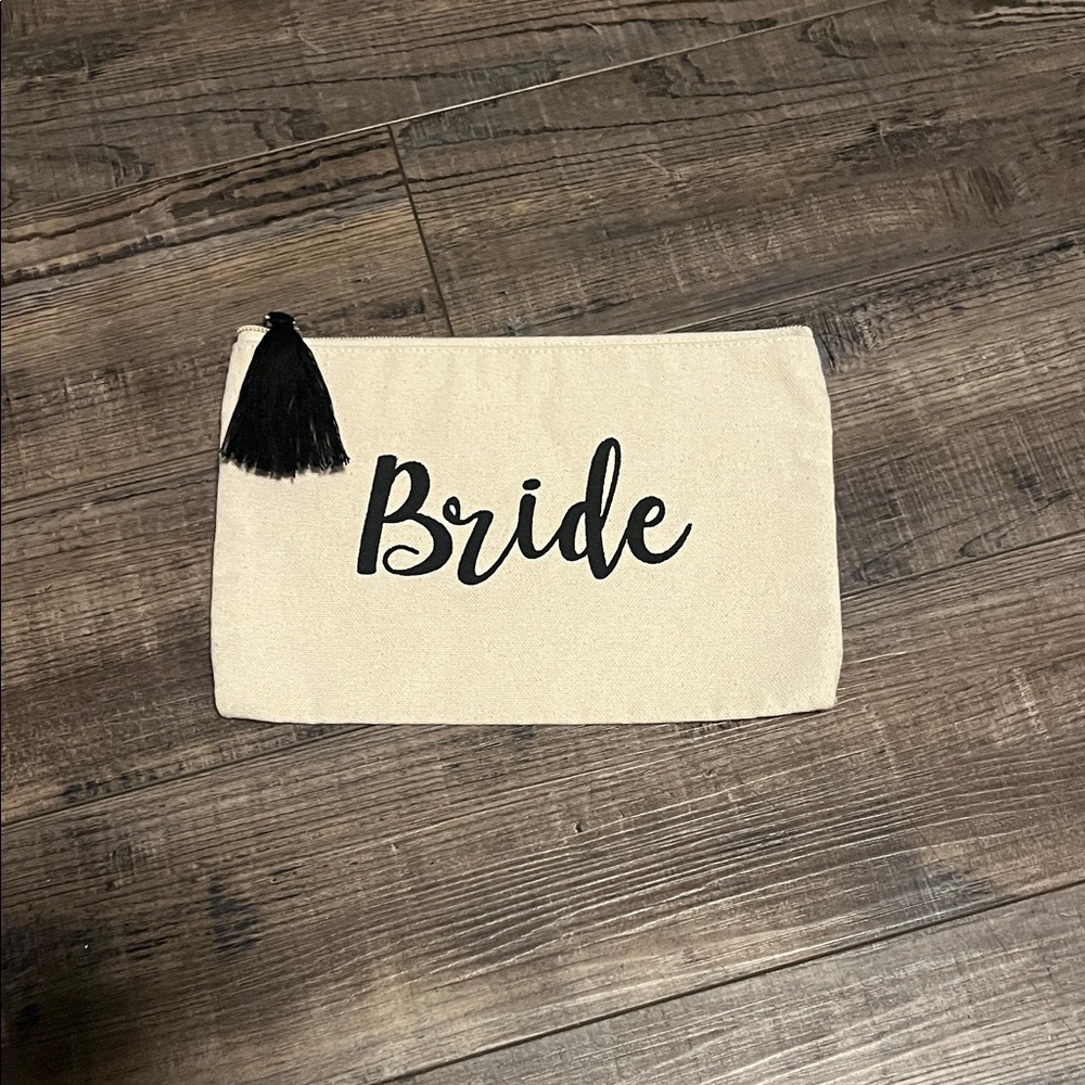 Bride Canvas Pouch with Black Tassel